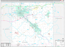 Elkhart-Goshen Metro Area Wall Map Premium Style 2026
